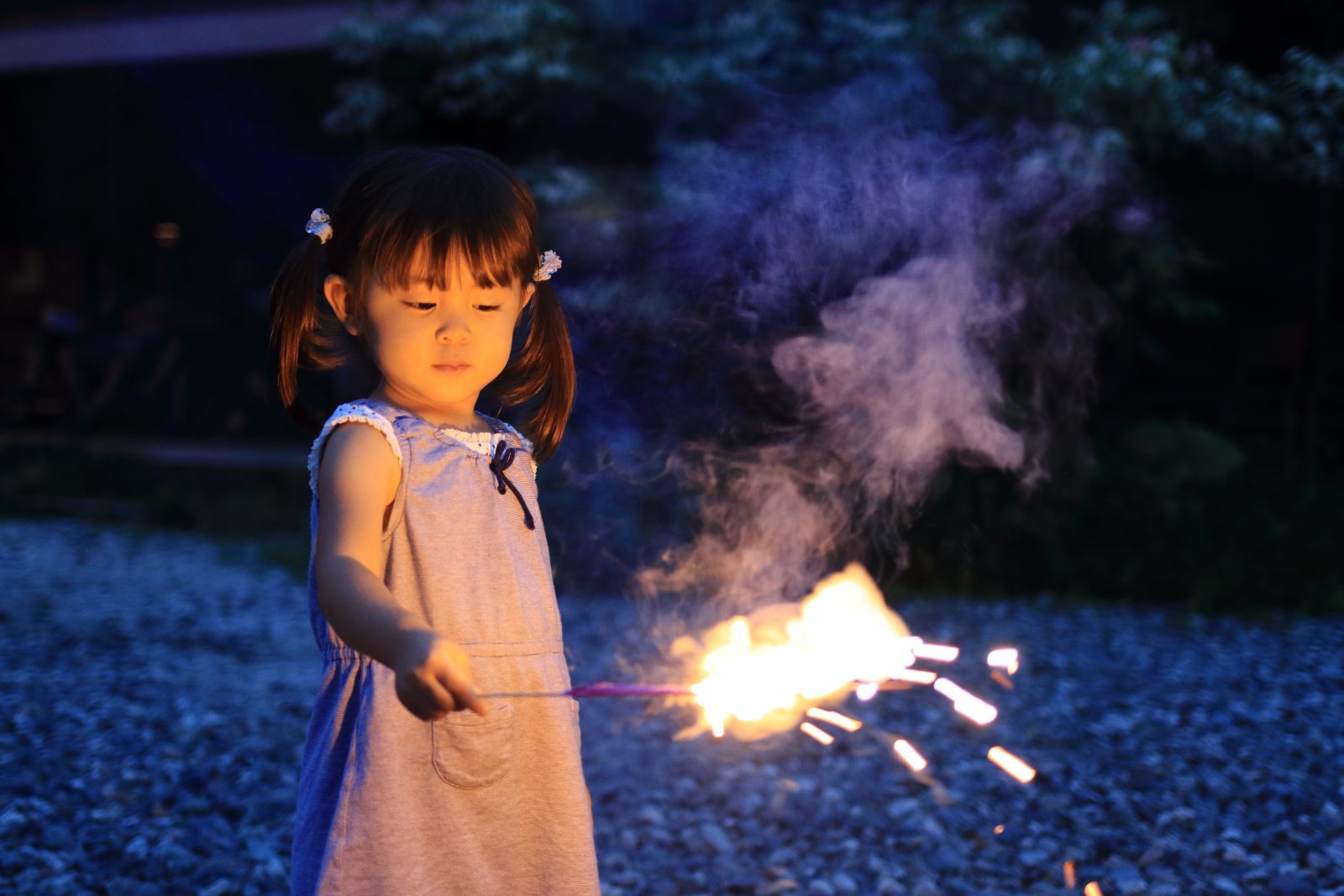 Hand-held fireworks girl