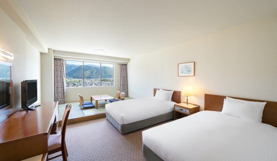 Classic Room, Japanese-Western style, 2 single beds and 2 futon beds, Mountain view