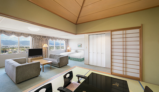 Classic Junior Suite, Japanese-Western style, 2 single beds and 4 futon beds, Mountain view